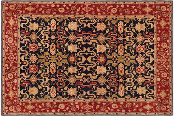 handmade Traditional Kafkaz Chobi Ziegler Blue Red Hand Knotted RECTANGLE 100% WOOL area rug 9 x 12